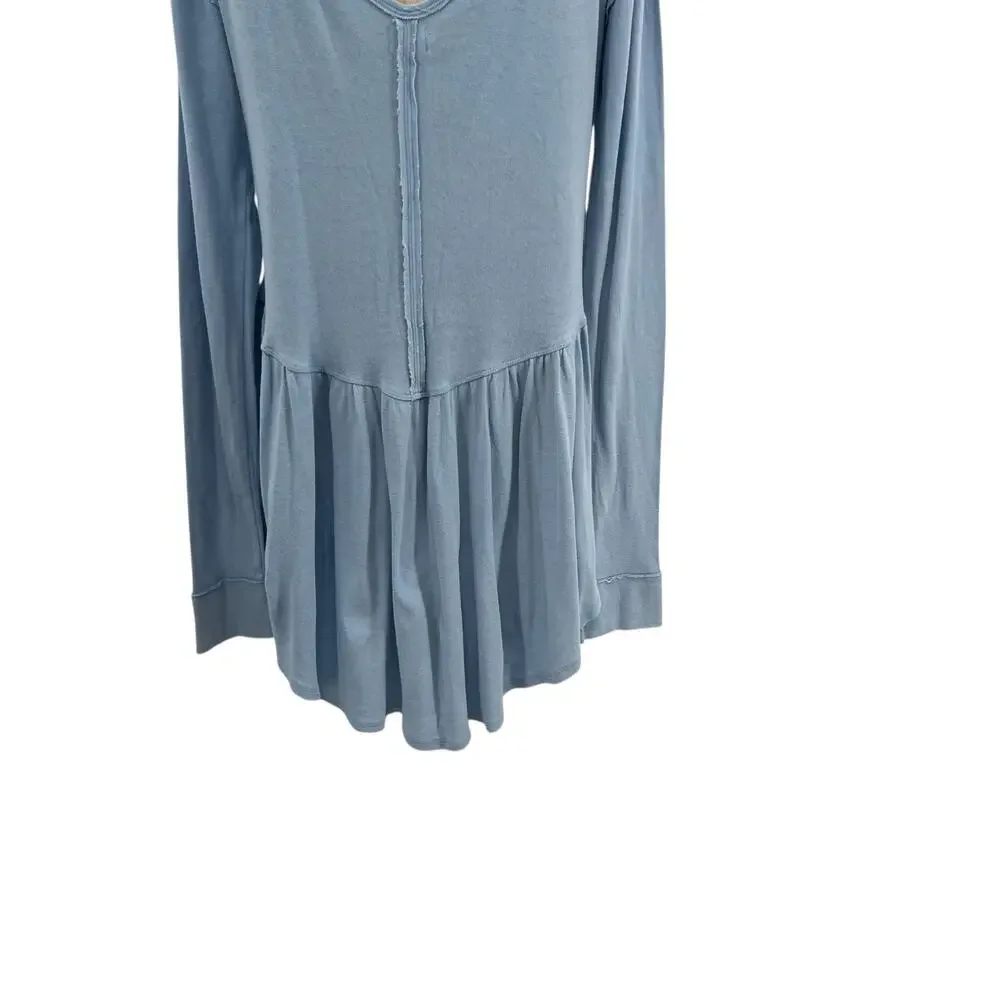 Free People We The Free Rose Petal Tee Shirt Long Sleeve‎ Blue Size Large